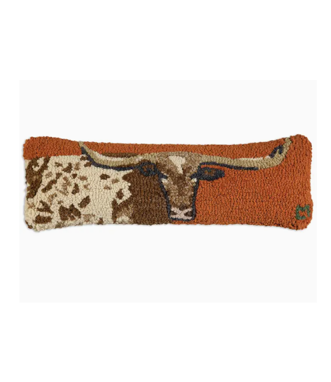 Longhorn Oblong Wool Pillow 8 x 24