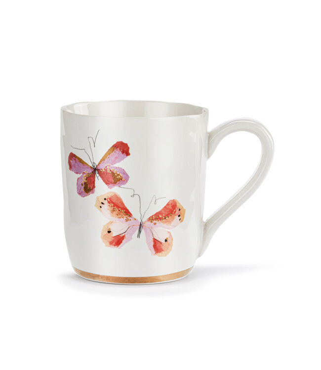 Pink Duo Butterfly Mug w/ Gold Trim