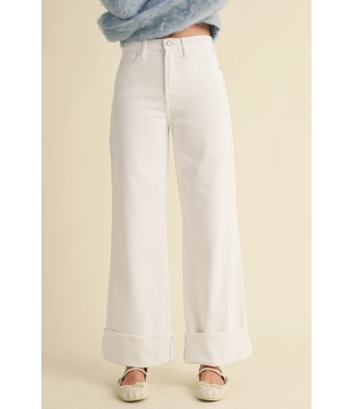 Just Black Denim Cuffed Palazzo Jean Optic White