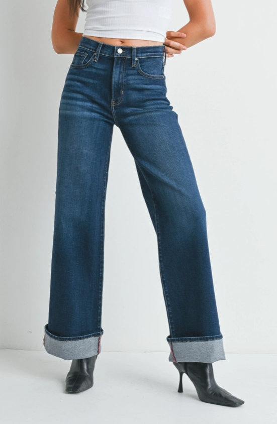 JBD Cuffed Palazzo Jeans - White main image 1
