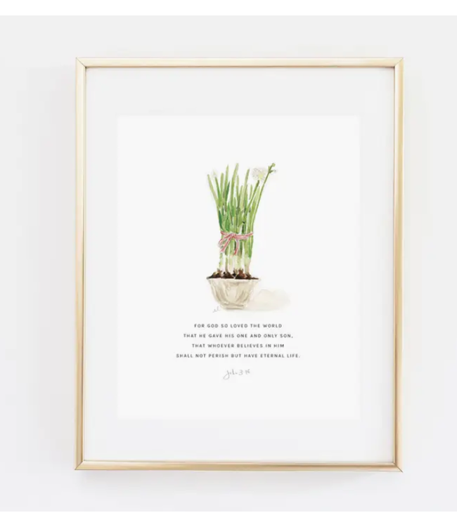 Emily Lex Studio John 3:16 Paperwhites Scripture Art Print 8 x 10
