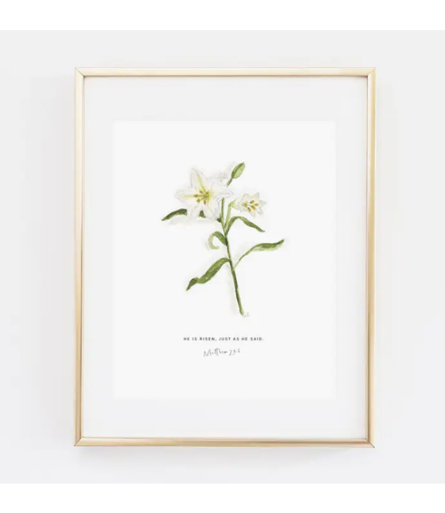 Emily Lex Studio Matthew 28:6 Easter Lily Scripture Art Print 8 x 10