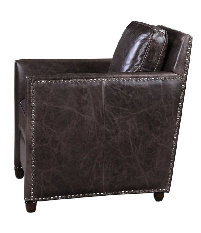 Roosevelt Leather Club Chair -Smoke