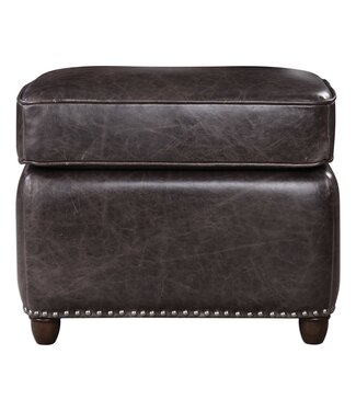 Roosevelt Leather Ottoman -Smoke