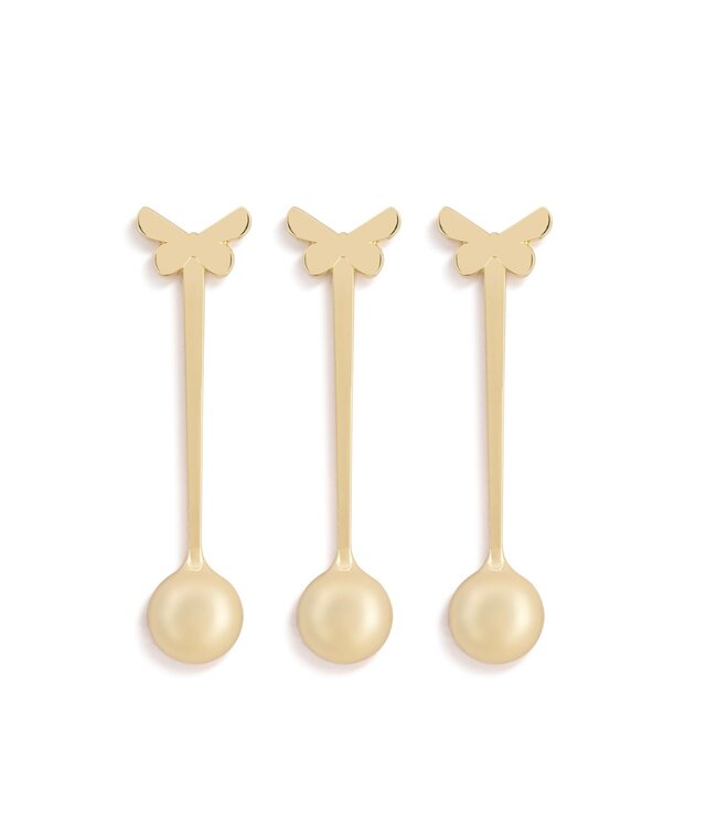 Demdaco Butterfly Gold Metal Stir Spoons 3 Assorted