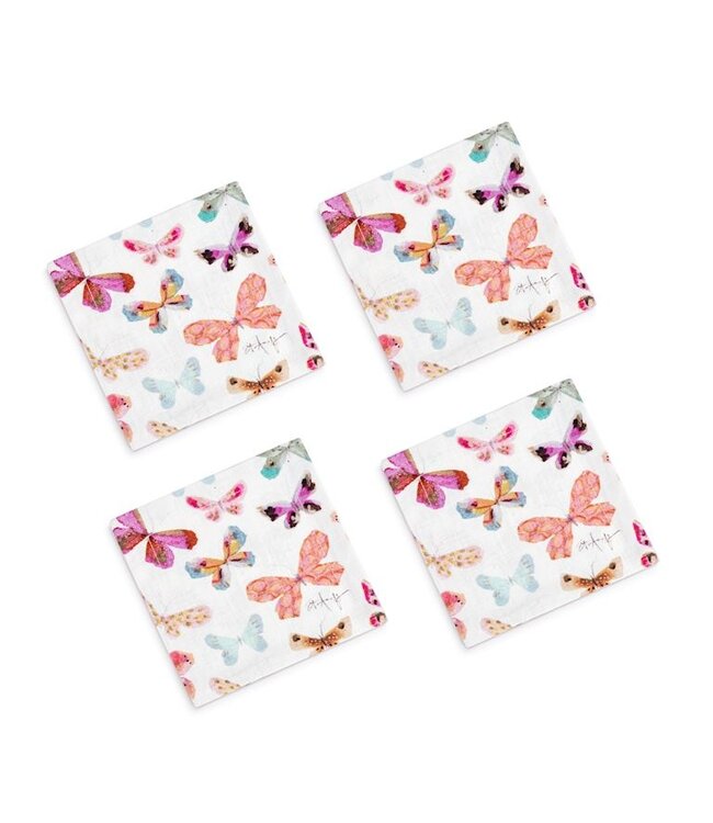 Demdaco Scattered Butterfly Fabric Napkins Set/4