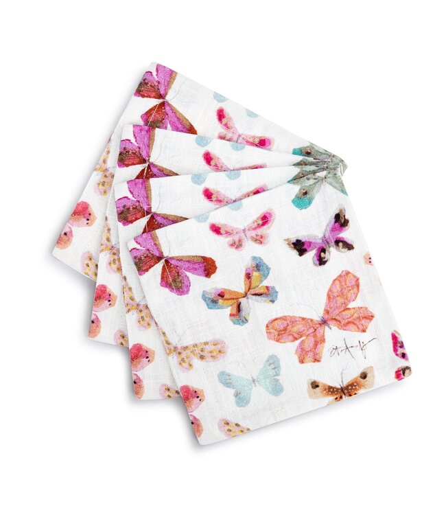 Demdaco Scattered Butterfly Fabric Napkins Set/4