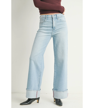 Just Black Denim Cuffed Palazzo Jean Light Wash