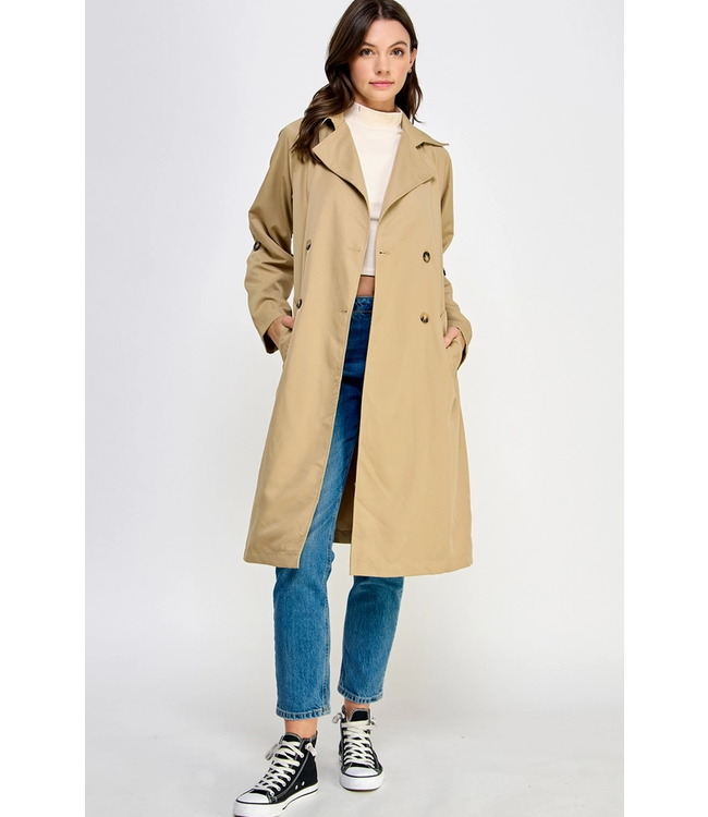 Double Breasted Trench Coat Khaki