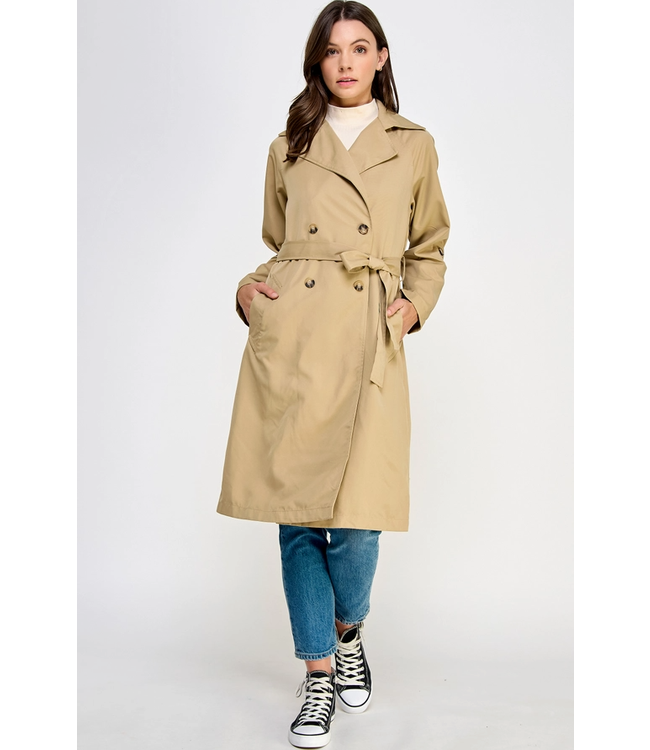 Double Breasted Trench Coat Khaki