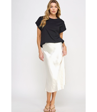 Satin Midi Skirt Pearl