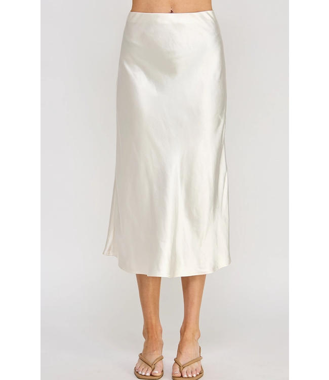 Satin Midi Skirt Pearl