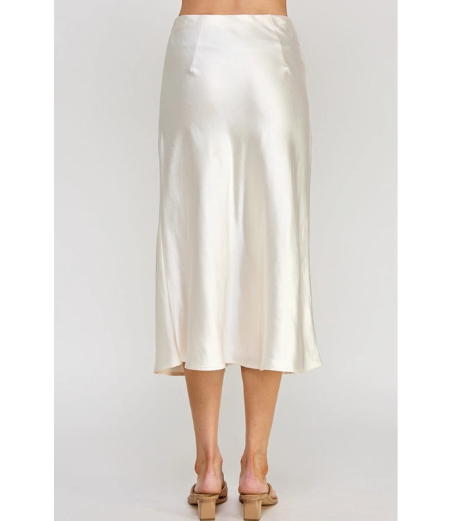 Satin Midi Skirt Pearl