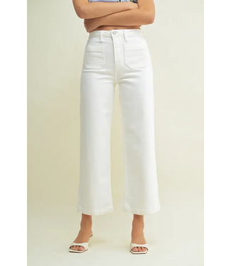 Just Black Denim Patch Pocket Wide Leg Jean Off White