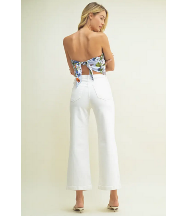 Just Black Denim Patch Pocket Wide Leg Jean Off White