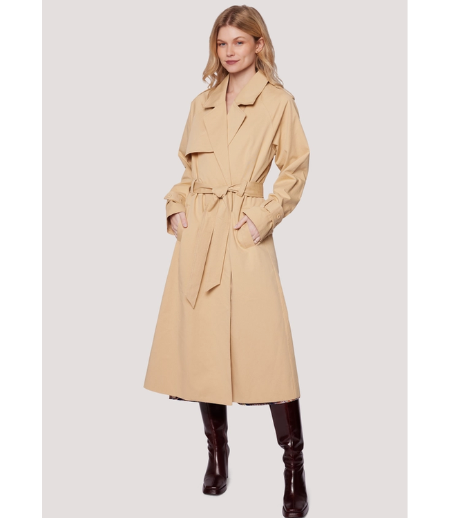 High Bluff Cinched Waist Trench Coat Sand