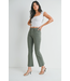 Just Black Denim Vintage High Rise Tonal Crop Flare Jean Olive