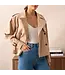 Cropped Cotton Trench Coat Beige