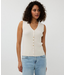 Esqualo Sleeveless Top V-Neck Buttons Sand