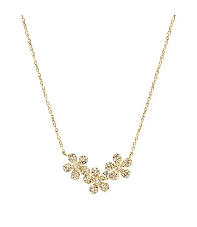 Jen Hansen Fine 3 Daisies Diamond Necklace
