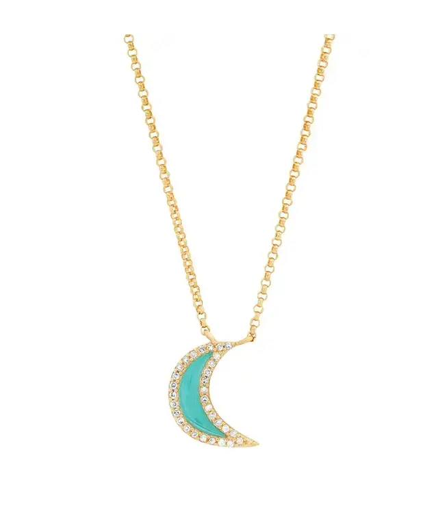 Jen Hansen Fine Turquoise Enamel Crescent Moon