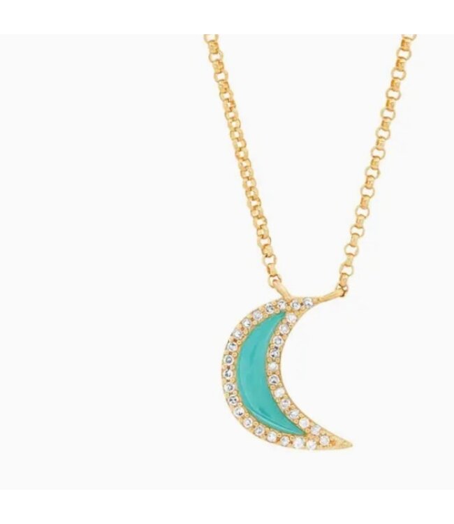 Jen Hansen Fine Turquoise Enamel Crescent Moon