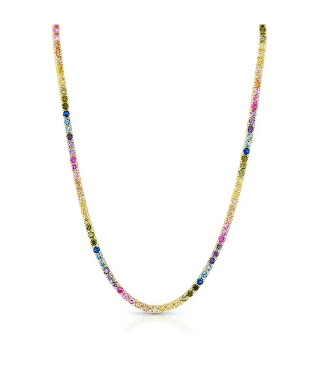Jen Hansen Demi-Fine Rainbow Tennis Necklace