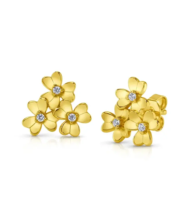 Jen Hansen Demi-Fine Clover Cluster Stud Earrings