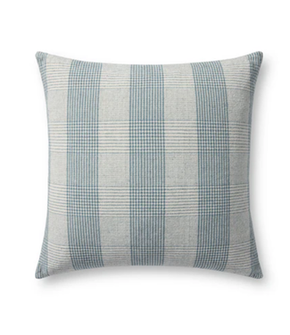 Plaid Print Pillow Blue/White 22 x 22