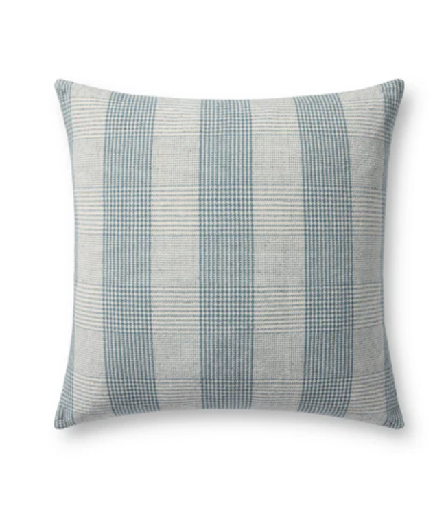 Plaid Print Pillow Blue/White 22 x 22