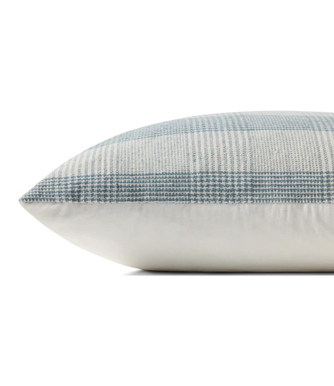 Plaid Print Pillow Blue/White 22 x 22