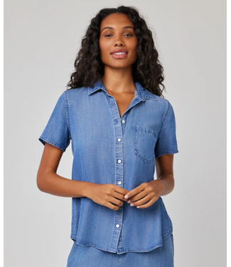 Bella Dahl Short Sleeve Pocket Button Down Moonlit Haze