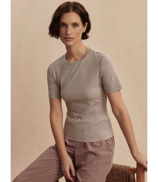 Varley Regina Fitted Tee Taupe Marl