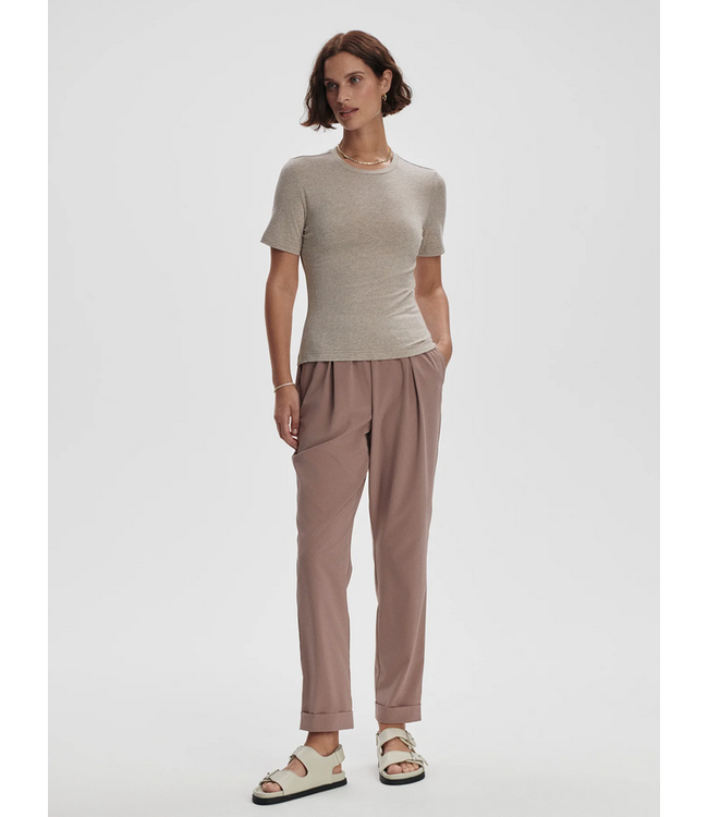 Varley Regina Fitted Tee Taupe Marl