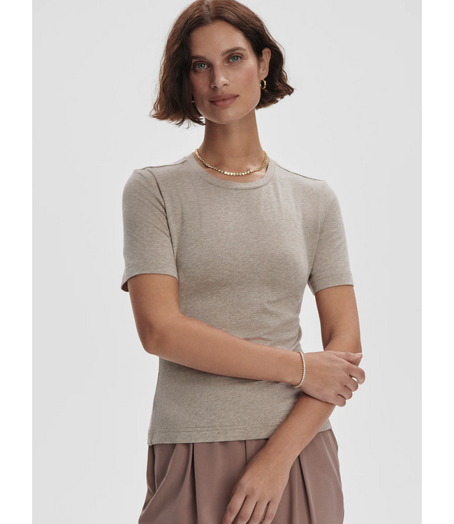 Varley Regina Fitted Tee Taupe Marl