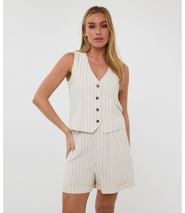 Esqualo Gilet Linen Stripe Sand