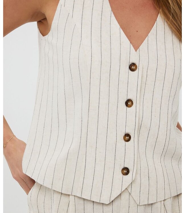 Esqualo Gilet Linen Stripe Sand