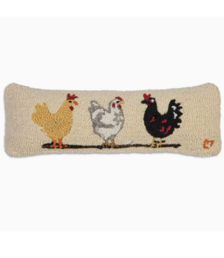 Three Hens Decorative Pillow 8 x 24
