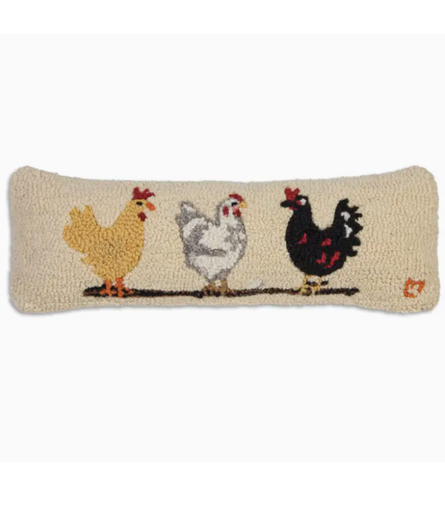 Three Hens Decorative Pillow 8 x 24