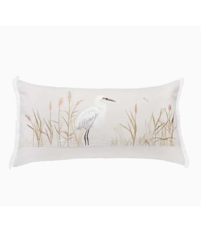 White Egret Lumbar Pillow