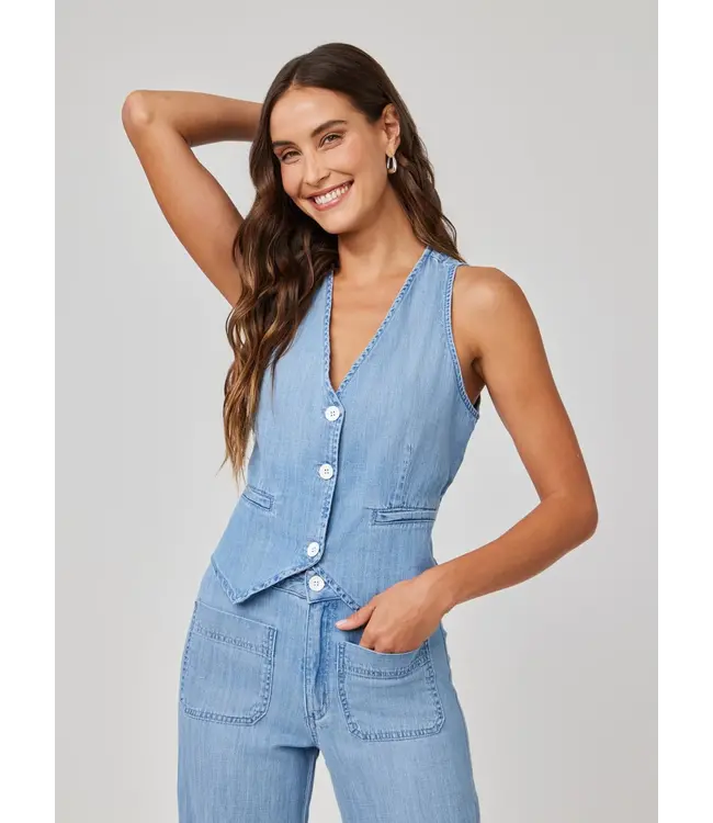 Bella Dahl Wren Welt Pocket Vest Sea Breeze