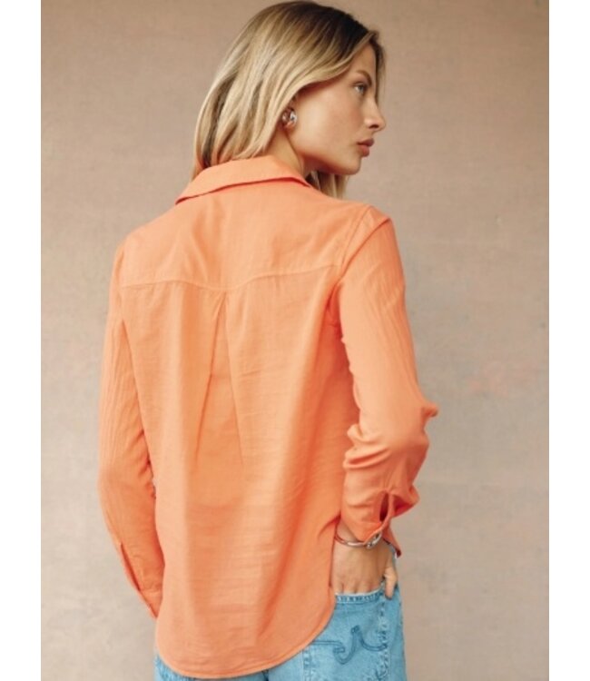Bella Dahl Pocket Button Down Bright Tangerine