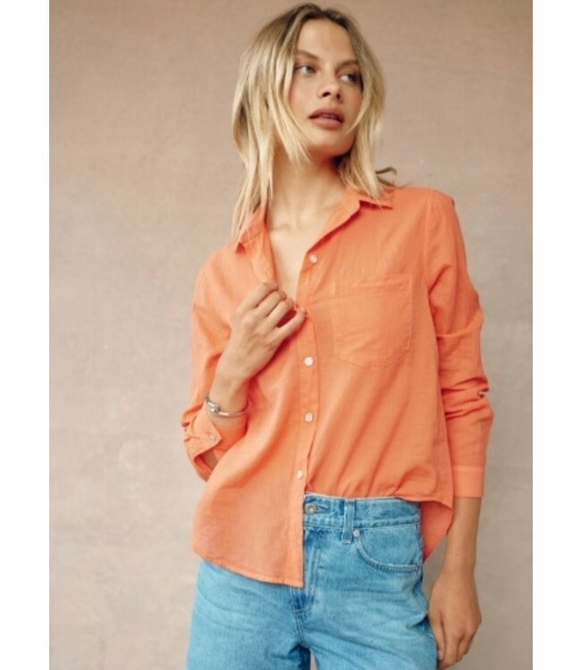 Bella Dahl Pocket Button Down Bright Tangerine