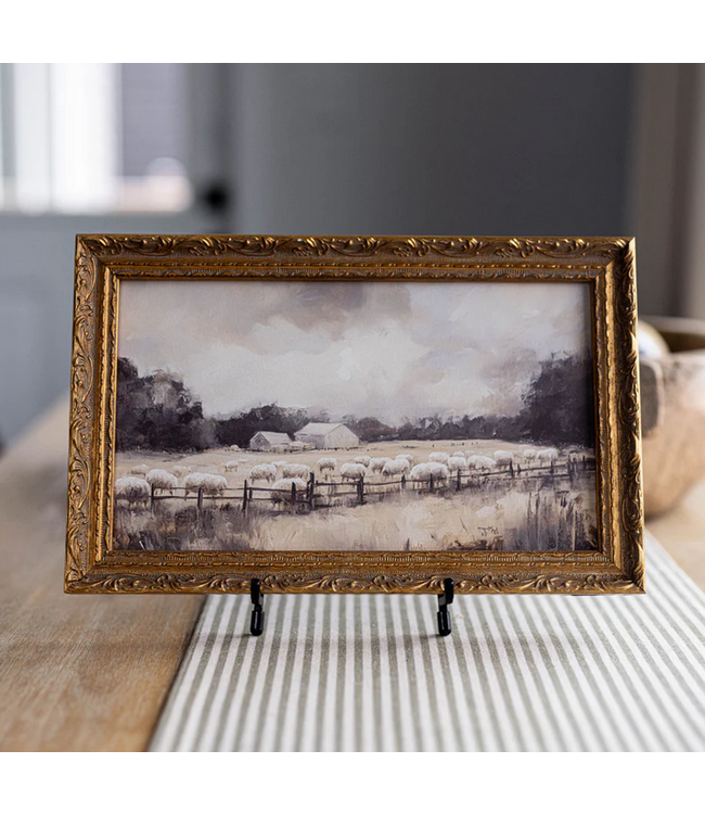 Vintage Sheep Farm Brass Gold Mould Frame 12 x 9