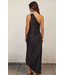 Olympia Asymmetrical Pleated Dress Black