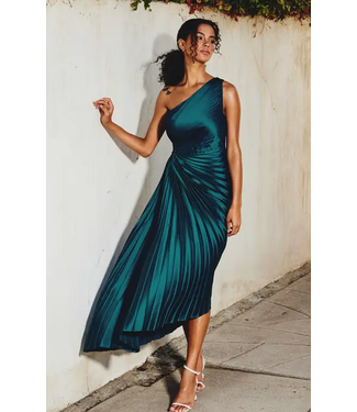 Olympia Assymetrical Pleated Dress Sapphire