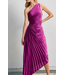 Olympia Assymetrical Pleated Dress Purple Magenta