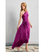 Olympia Assymetrical Pleated Dress Purple Magenta