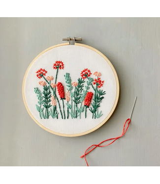 Beginner Embroidery Kit - Coral & Mint Meadow