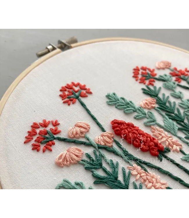 Beginner Embroidery Kit - Coral & Mint Meadow